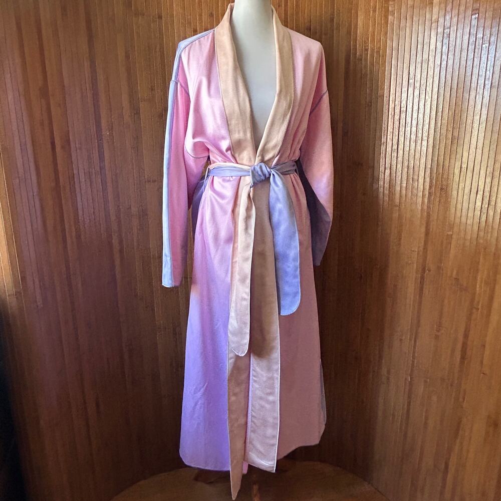 Fernando Sanchez Colorblock Robe Size S Pastel Pink Purple